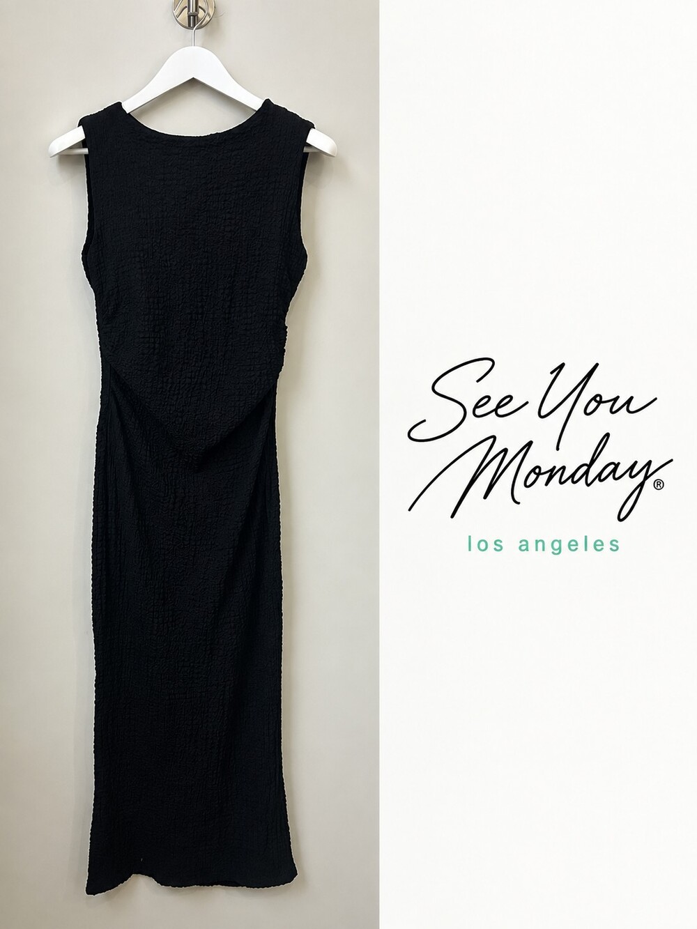 NWT See You Monday Los Angeles Black Textured Sleeveless Midi/Maxi Dress – Size